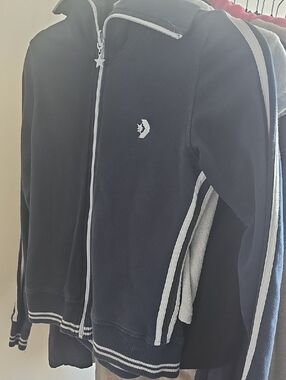 Converse Navy Blue Zip-Up Sweater with White Trim